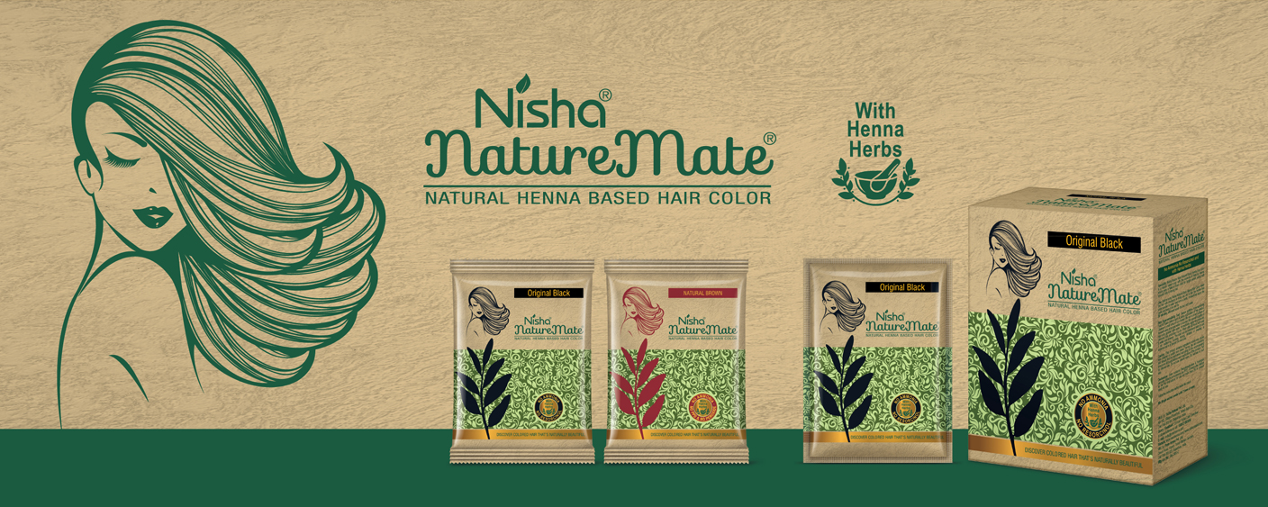 Nisha Nature Mate: Henna Based Powder Hair Color, 100% Henna Dye Coverage
